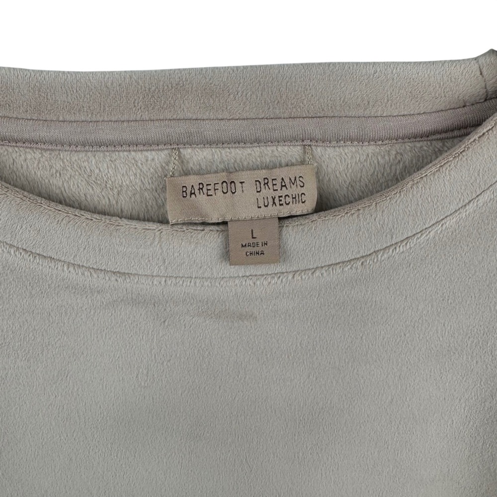 Barefoot Dreams LuxeChic Sweatshirt Women Large Tan Crew Neck Cozy Loungewear - Picture 5 of 10
